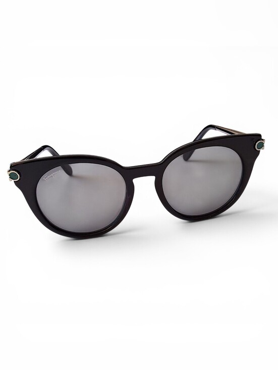 Salvatore Ferragamo SF909S Black Round Sunglasses Made in Italy main image 9
